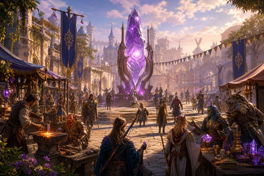 Players gathering in the Catalyst marketplace